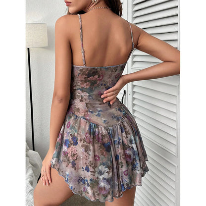 Floral Nightdress Printed Lingerie