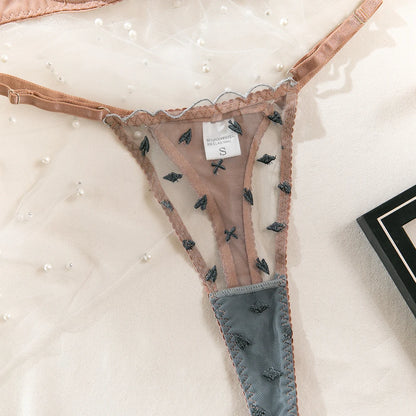 Poker Geometric Embroidery Lingerie Set