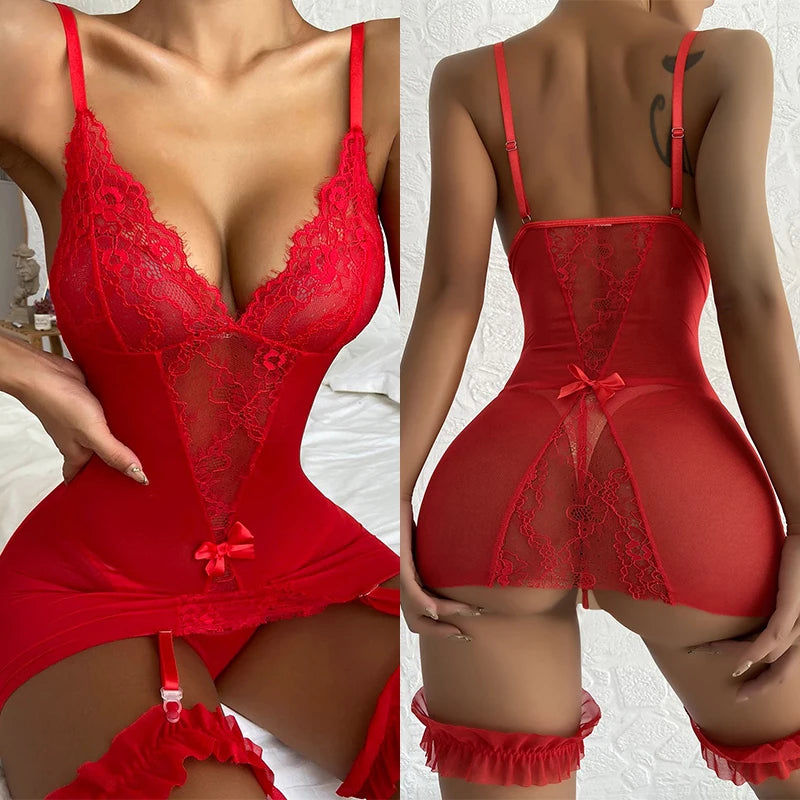 Lace Garnet Glow Lingerie Set