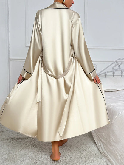 Silk Pajamas Set Long Sleeve Robe