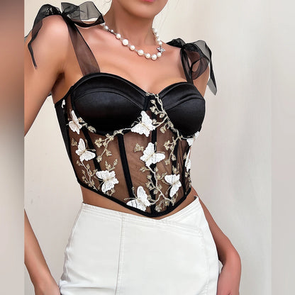 Fishbone Corset Butterfly Embroidery