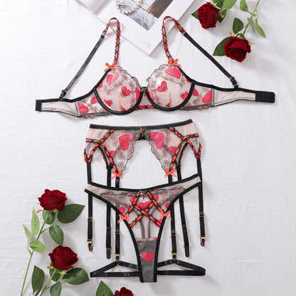 Floral Embroidery Lingerie Set