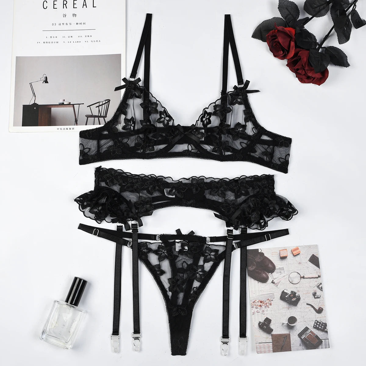 Rosewood Charm Lingerie Set