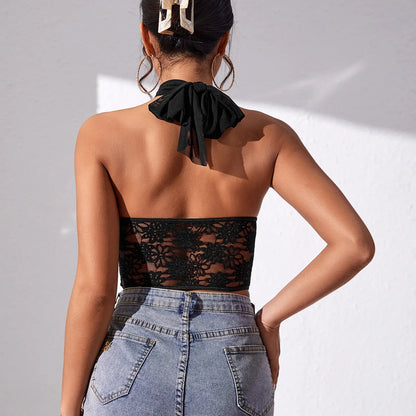 Crop Tops Sexy Cross Halter-Neck Slim Women Backless Blouse