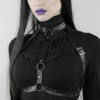 Gothic Handmade PU Leather Harness Belts